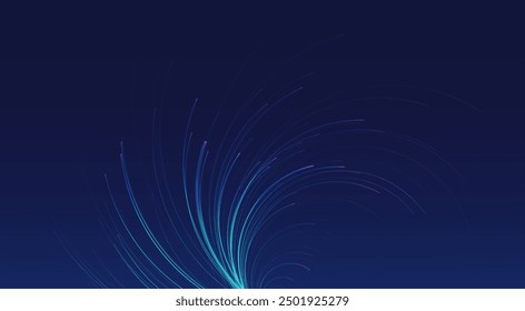 Glowing lines on blue background. Abstract modern lines. Cool gradient shapes. Graphic concept for your design