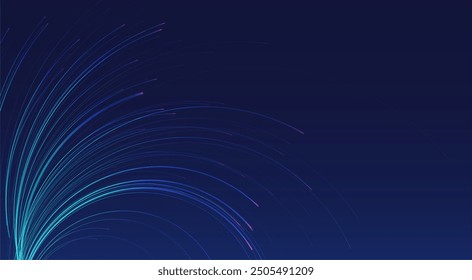 Glowing lines on blue background. Abstract modern lines. Cool gradient shapes. Graphic concept for your design