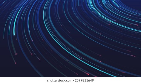 Glowing lines on blue background. Abstract modern lines. Cool gradient shapes. Graphic concept for your design