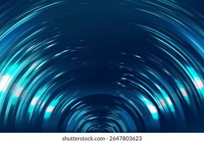Linhas brilhantes no fundo azul. Linhas modernas abstratas. Formas de gradiente frias. Conceito gráfico para seu design