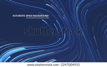 Glowing lines on blue background. Abstract modern lines. Cool gradient shapes. Graphic concept for your design