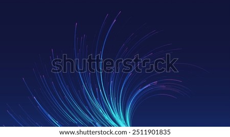 Glowing lines on blue background. Abstract modern lines. Cool gradient shapes. Graphic concept for your design