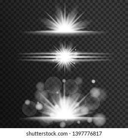 Glowing lines on transparent background. Lens flare light effect. Streak of light.