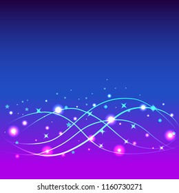 glowing lines and stars vector abstract holiday background, Christmas and new year