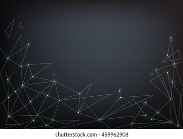 Glowing lines and triangles on dark background. 