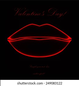 Glowing lips on black background