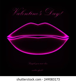Glowing lips on black background