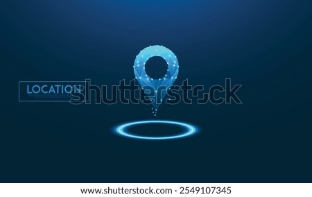 Glowing Location mark in dark background for tech and others purposes.
