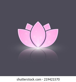 Glowing lotus flower icon. Vector illustration, eps 10.
