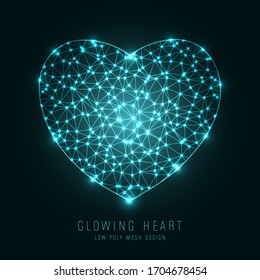 Glowing Low Poly Mesh Heart Design