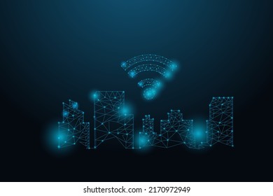 Glänzendes, polygonales Wifi-Netzanschlusskonzept