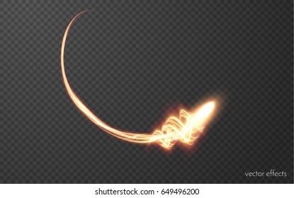 Glowing magic fireball with beautiful trail vector effect. EPS10.
