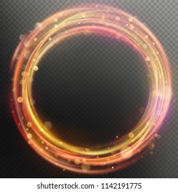 Glowing magic flare fire ring circle trace overlay effect. EPS 10