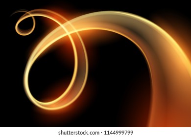Glowing magic light effect and long trails fire motion, vector art and illustration.