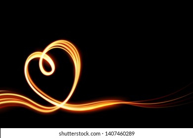 Glowing magic light effect and long trails fire motion, vector art and illustration.