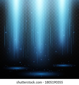 Glowing magic light effect long trails , Blue illuminated lights. Vector Illustration