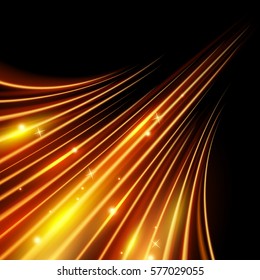 Glowing magic light effect and long trails fire motion, vector art and illustration.