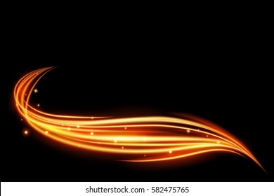 Effet de lumière magique lumineux et longues traces de feu mouvement, art vectoriel et illustration.