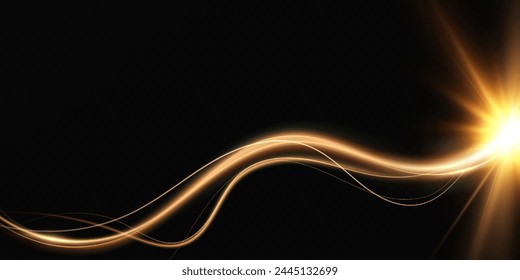 Glowing magic light effect.Vector graphics of neon lines motion.Abstract light lines of motion and speed.