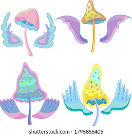 glowing magic mushrooms with wings