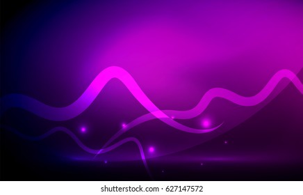 Glowing magic wave line with light effects in darkness. Vector illustration
