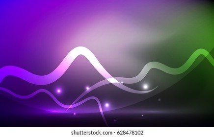 Glowing magic wave line with light effects in darkness. Vector illustration