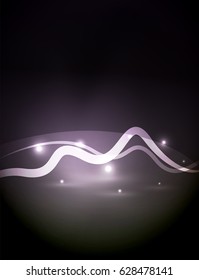 Glowing magic wave line with light effects in darkness. Vector illustration