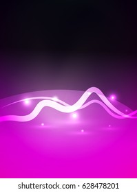 Glowing magic wave line with light effects in darkness. Vector illustration