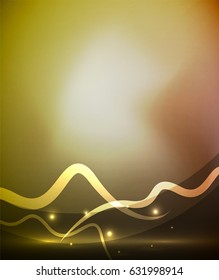 Glowing magic wave line with light effects in darkness. Vector illustration