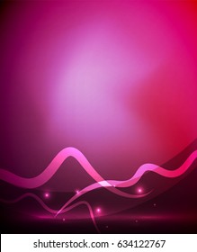 Glowing magic wave line with light effects in darkness. Vector illustration