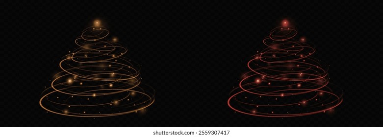 Glowing magical Christmas tree with light effect.