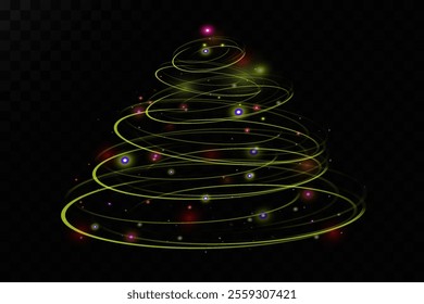 Glowing magical Christmas tree with light effect.