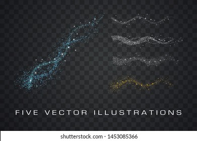Glowing magical wave of glitter stars. Graphic concept for your design
