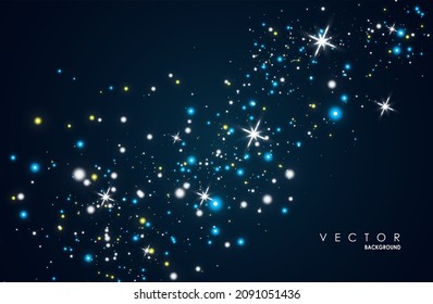 Glowing magical wave of glitter stars. Graphic concept for your design