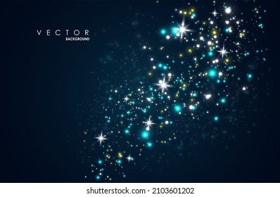 Glowing magical wave of glitter stars. Graphic concept for your design
