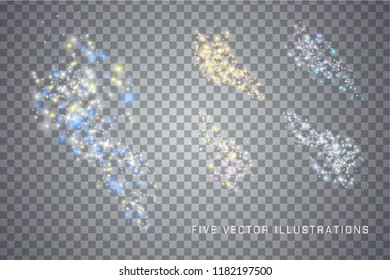 Glowing magical waves of glitter stars. Graphic concept for your design