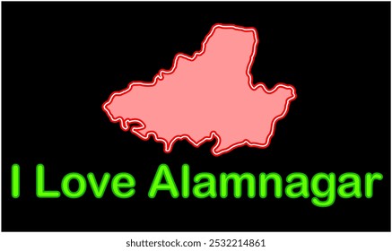 Glowing map of Alamnagar, Madhepura District, Bihar State, Republic of India, Government of Bihar, Indian territory, Eastern India, politics, village, tourism