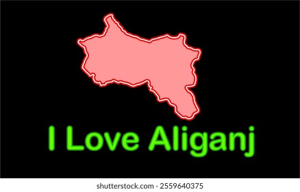 Glowing map of Aliganj, Etah District, Uttar Pradesh State, Republic of India, Government of  Uttar Pradesh, Indian territory, Eastern India, politics, village, tourism