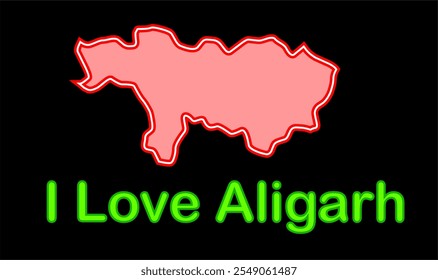 Glowing map of Aligarh, Aligarh District, Uttar Pradesh State, Republic of India, Government of  Uttar Pradesh, Indian territory, Eastern India, politics, village, tourism