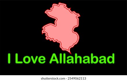 Glowing map of Allahabad, Allahabad District, Uttar Pradesh State, Republic of India, Government of  Uttar Pradesh, Indian territory, Eastern India, politics, village, tourism