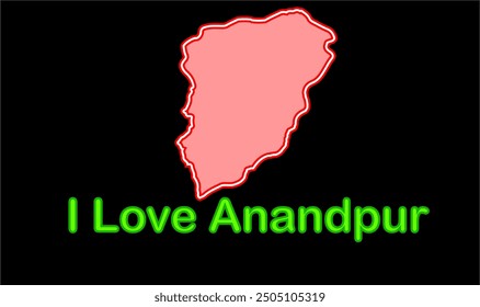 Glowing map of Anandpur, Pashchimi Singhbhum District, Jharkhand state, Republic of India, Government of Jharkhand, Indian territory, Eastern India, politics, village, tourism