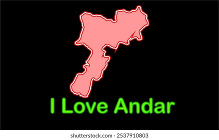 Glowing map of Andar ,Siwan District, Bihar State, Republic of India, Government of Bihar, Indian territory, Eastern India, politics, village, tourism