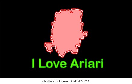 Glowing map of Ariari ,Sheikhpura District, Bihar State, Republic of India, Government of Bihar, Indian territory, Eastern India, politics, village, tourism