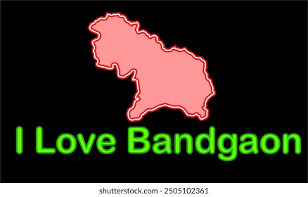 Glowing map of Bandgaon, Pashchimi Singhbhum District, Jharkhand state, Republic of India, Government of Jharkhand, Indian territory, Eastern India, politics, village, tourism