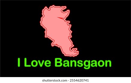 Glowing map of Bansgaon, Gorakhpur District, Uttar Pradesh State, Republic of India, Government of  Uttar Pradesh, Indian territory, Eastern India, politics, village, tourism