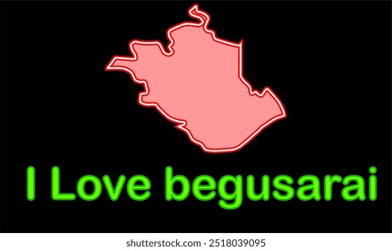 Glowing map of Begusarai district, Begusarai District, Bihar State, Republic of India, Government of Bihar, Indian territory, Eastern India, politics, village, tourism