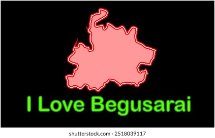 Glowing map of Begusarai, Begusarai District, Bihar State, Republic of India, Government of Bihar, Indian territory, Eastern India, politics, village, tourism