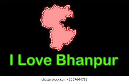 Glowing map of Bhanpur, Basti District, Uttar Pradesh State, Republic of India, Government of  Uttar Pradesh, Indian territory, Eastern India, politics, village, tourism