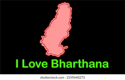 Glowing map of Bharthana, Etawah District, Uttar Pradesh State, Republic of India, Government of  Uttar Pradesh, Indian territory, Eastern India, politics, village, tourism