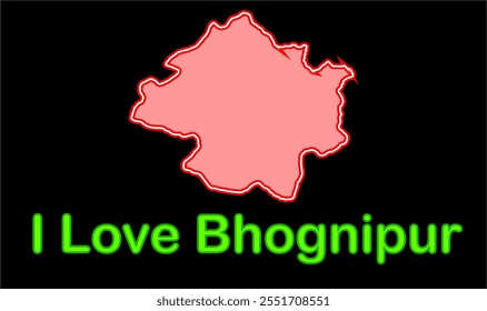 Glowing map of Bhognipur, Kanpur Dehat District,  Uttar Pradesh State, Republic of India, Government of  Uttar Pradesh , Indian territory, Eastern India, politics, village, tourism